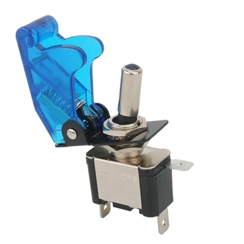 Beleuchteter Kippschalter for Auto, Boot, LKW, mit Sicherheits-Flugzeug-Flip-Up-Abdeckung, 12 V, 20 A, transparent, 2 Stück(Blue) von QUMQCBMU