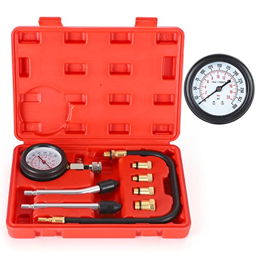 QUNNIE Kompression Tester Kit, Zündkerze Tester, Manometer Tool Set für die Prüfung Motorrad Auto Auto Außenbordmotor Kettensäge Schneemobil Auto Benzin Gas Motor von QUNNIE