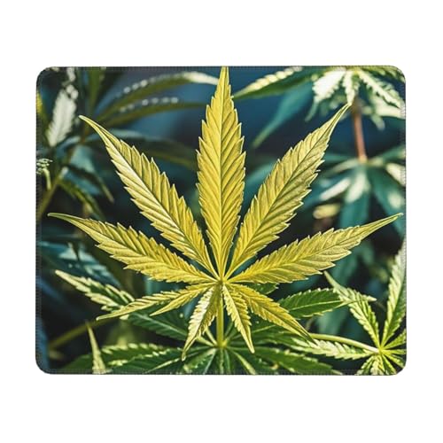 Mouses Pad Golden Cannabis Mouses Mat Washable Non-Slip Mouses Mat for Man Woman Laptop Gaming Desk Pad Desktop Protector Mat for Office Home Work von QVUEagriSJ