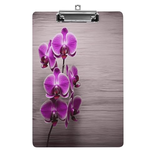 Acryl-Klemmbrett Orchidee bedruckte Klemmbretter Standard A 4 Buchstabengröße Klemmbrett niedriges Profil Clip dekorative Klemmbretter 31,8 x 21,6 cm von QWNMD