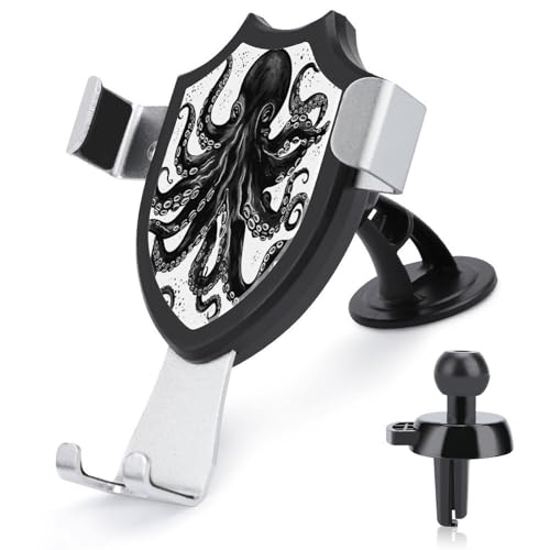 QWNMD Auto Handyhalterung Klassisch Schwarz Octopus Gedruckt Auto Halterung Auto Essentials Phone Mount Kompatibel mit 4 bis 6 Zoll Smartphones von QWNMD