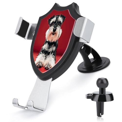 QWNMD Auto Handyhalterung Schnauzer Gedruckt Auto Halterung Auto Essentials Phone Mount Kompatibel mit 4 bis 6 Zoll Smartphones von QWNMD