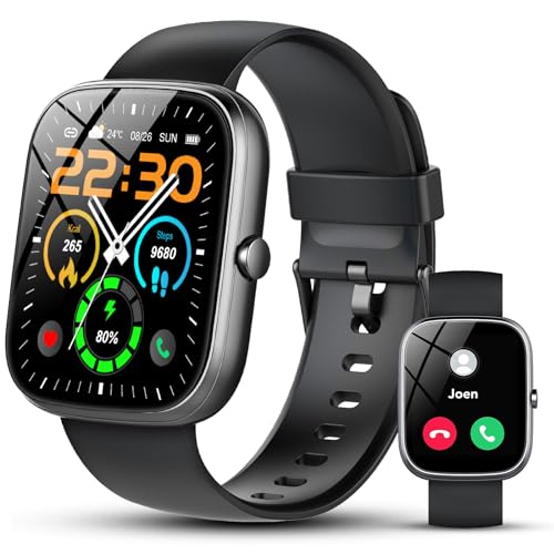 Smartwatch Herren Damen mit Bluetooth Telefonfunktion, 1.91 Zoll Touchscreen Smart Watch, 120+ Sportmodi Fitnessuhr mit Pulsmesser, Schlafmonitor, Schrittzähler,IP68 Wasserdichte Uhr für Android iOS von QXQ