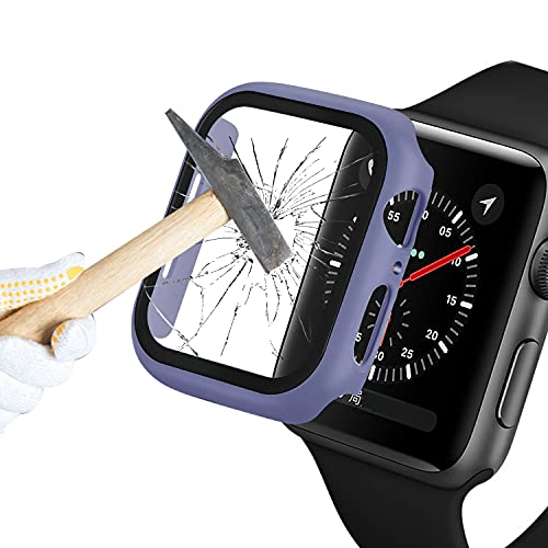 QYiD Harte Schutzhülle Kompatibel mit Apple Watch Series 2 / Series 3 38mm PC Ultra Dünn Rundum-Schutz mit gehärtetem Glas Displayschutzfolie für iWatch Series 3/2/1, Lila von QYiD