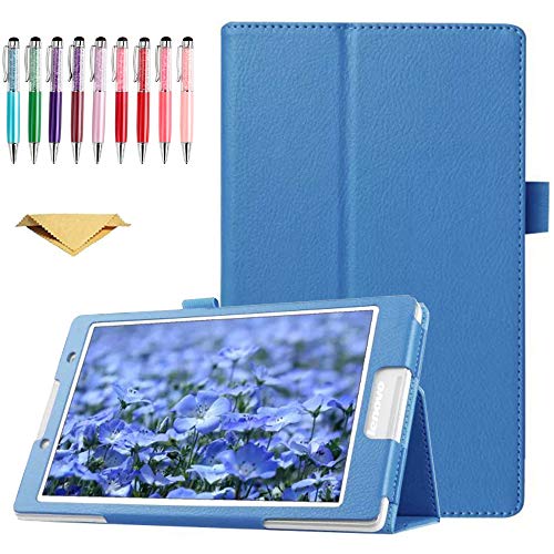 QYiD Hülle für Lenovo Tab 4 8 TB-8504F TB-8504X, Flip Leather Schutzhülle Etui Tablet Tasche mit Standfunktion für enovo Tab 4 8.0 Zoll (NOT für TB-8304F or Plus Model TB-8704), Hellblau von QYiD