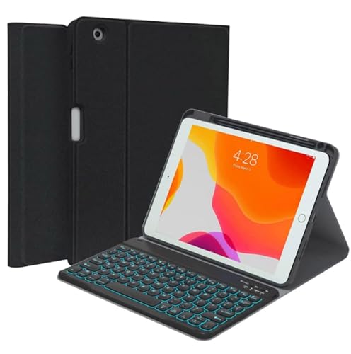 QYiiD Beleuchtete Tastatur Hülle mit Maus für iPad Pro 12.9 2015/2017 (1./2. Generation), Deutsches QWERTZ Kabellose Abnehmbare Bluetooth Tastatur, PU-Ledertasche mit Stifthalter, Schwarz von QYiiD