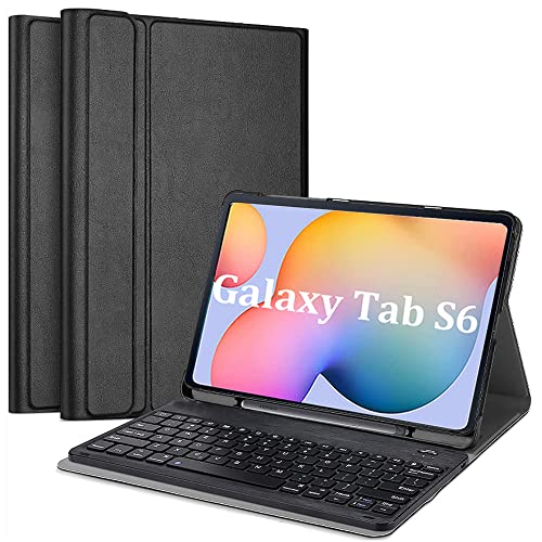 QYiiD Hülle mit Tastatur für Galaxy Tab A7 (P610/T505/T507) mit S Pen Halter, Schutzhülle mit magnetisch Abnehmbarer QWERTZ Tastatur für Galaxy Tab A7 10.4 2020, Schwarz von QYiiD