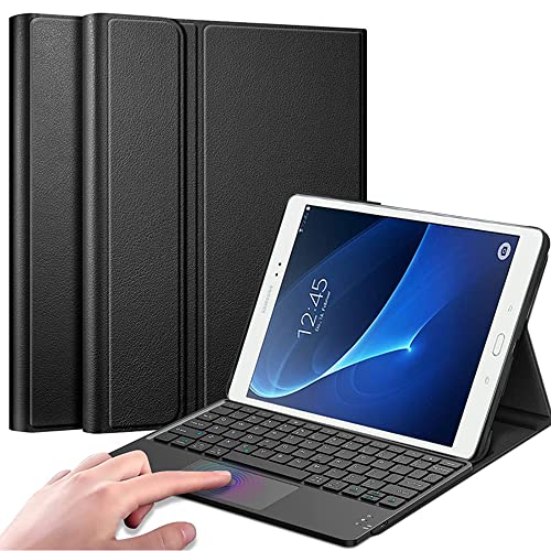 QYiiD Tastatur Hülle mit Touchpad für Galaxy Tab A 10.1 2016 (SM-T580 / T585), Abnehmbare Kabellose Bluetooth QWERTZ Tastatur mit Schutzhülle/Trackpad für für Galaxy Tab A 10.1", Schwarz von QYiiD