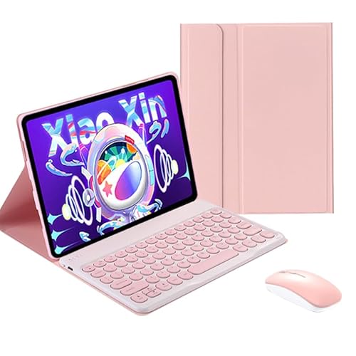 QYiiD Tastaturhülle mit Maus für Lenovo Tab P11 Plus 2021 / Tab P11 2020 11 Zoll (Modell: TB-J606F TB-J606X TB-J616F), Folio Slim Smart Keyboard Case Cover mit niedlicher runder Taste, kabellose von QYiiD