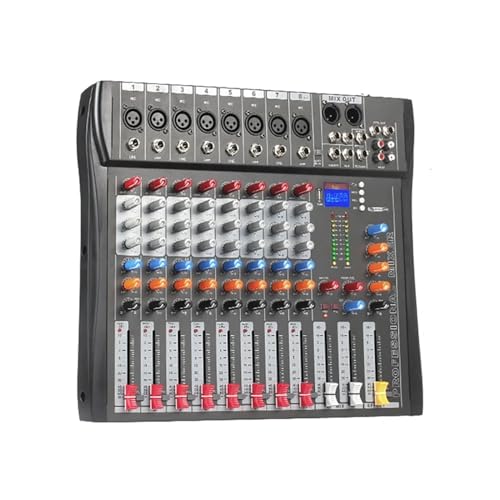 Audiomixer 8 Kanal Audio Mixer Mischpult Sound Board USB Reverb for PC Bühne Studio DJ Bühne Controller Überwachung für Heimlautsprecher, Kino von QZCX