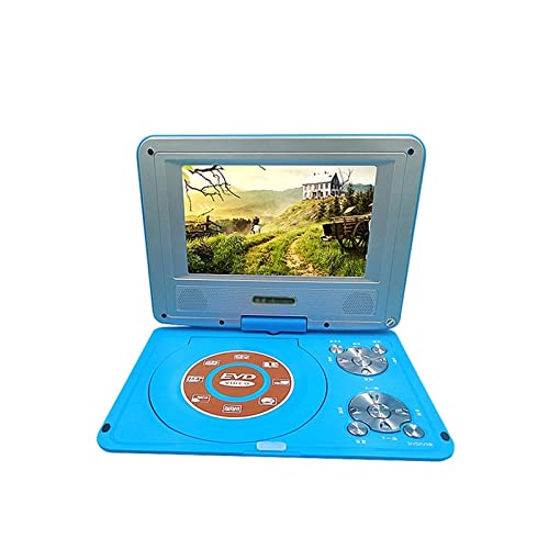 DVD-Player Tragbarer DVD-Player mit wiederaufladbarem Akku, schwenkbarem Bildschirm und Zwei Lautsprechern. Mobiler DVD-Player for Kinder Full HD 1080P DVD-Player(Blue) von QZCX