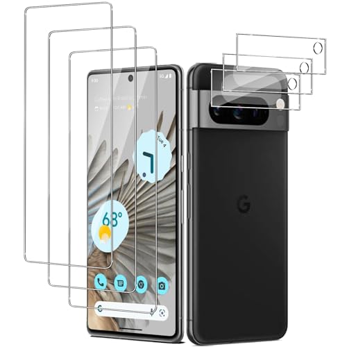 QZJinch 3+3 Stück,Panzer Schutz Glas für Google Pixel 8 pro,HD Schutzglas,2.5D Edge,9H-Härte,Anti-Öl, Anti-Fingerabdruck, Bläschenfrei，High Sensitivity von QZJinch