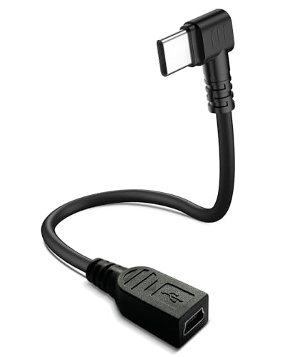 QaMcbulc Mini-USB-Buchse auf Typ-C-USB-Stecker, kompatible Dashcam-Hardwire-Set, Mini-USB auf Typ-C-USB, Kfz-Ladegerät für Gamin von QaMcbulc