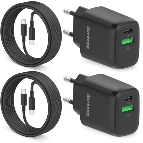 Qackenm 20W USB C Ladegerät, 2-Pack USB C Ladegerät mit 120CM USB-C Kabel*2, USB C Schnellladegerät Kompatibel mit iPhone 15/15 Pro/15 Pro/Max15 Plus/iPad/Galaxy und mehr(Schwarz) von Qackenm