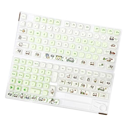 Qaonsciug Tastenkappen Milchiges Grünes Panda Thema 137 Tasten Anpassbar 10 Mm Höhe Set Für Mechanische Tastaturen Schalter Tastenkappen Set von Qaonsciug