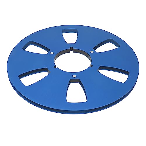 1/4 10 Zoll Leere Tonbandspule, 6-Loch-Hochfestes Universal-Tonband aus Aluminiumlegierung, Leere Aufwickelspule, Ersatz für Reel-to-Reel-Kassettenspieler (Blau) von Qcwwy