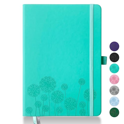 Qefuna Notebook-Tagebuch für Frauen, Notizbuch A5 Leder Journaling Notebooks für die Arbeit, 200 Seiten Reisetagebuch für Frauen Männer mit Stifthalter und Farbband, 5.78"×8.34"(Orchideengrün) von Qefuna