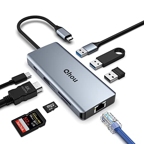 HOPDAY USB C Hub, 6 in 1 USB C Adapter für MacBook Air/Pro, Dual Display 4K HDMI Docking Station von Qhou