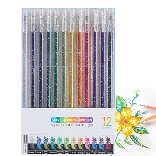 Qhvynpo Glitzer-Gelstifte,Glitzer-Gelstifte Glitzer -Schimmermarker | Künstlerbedarf, farbige Gelstifte zum Schreiben, Ausmalen, Kritzeln, Scrapbooking, Journaling von Qhvynpo