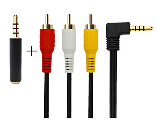 QiCheng&LYS 3.5 to rca video, 3.5 mm audio cable für TV Box /MP3/PC 3,5 mm auf 3 RCA Stecker AUX Kabel 90 Grad gebogener Kopf, 1,5 m von QiCheng&LYS
