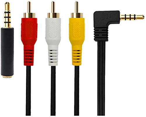 QiCheng&LYS 3.5 to rca video, 3.5 mm audio cable für TV Box /MP3/PC 3,5 mm auf 3 RCA Stecker AUX Kabel 90 Grad gebogener Kopf, 1,5 m von QiCheng&LYS