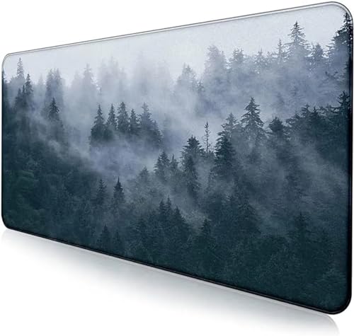 Mauspad XXL Gaming 900x400x3mm Mauspad Groß Dschungel Nebel Mousepad rutschfeste Gummiunterseite Schreibtischunterlage für Gamer Büro und Zuhause von QiHon