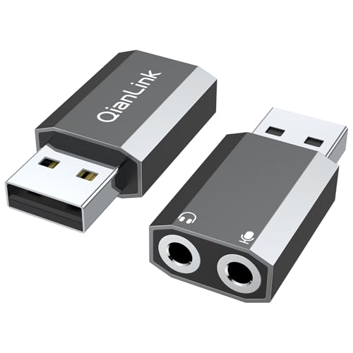 USB-Audio-Adapter, USB-auf-Audio-Klinkenstecker, Soundkarten-Adapter mit 3,5-mm-TRRS-Kopfhörer und Mikrofon, externe USB-Soundkarte von QianLink