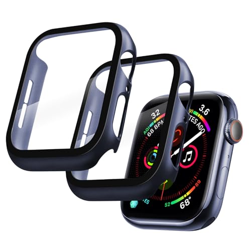 Hülle mit Displayschutz Kompatibel mit Apple Watch 44mm Series 6/SE/5/4, Qianyou PC Case+Panzerglasfolie Vollschutz Hardcase HD Folie Ultra Dünn Schutzhülle Bumper Tempered Glass Screen Protector von Qianyou