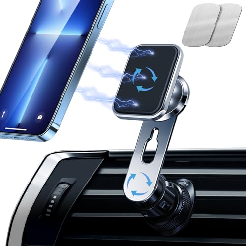 Qianyou Handyhalterung Auto Magnet,Handy Halterung Auto Magnet,Handyhalter für Auto,Handy Magnethalterung Auto Lüftung,Universal 360° Drehbar Kfz Handyhalterung für Smartphone und Tablet [Silber] von Qianyou