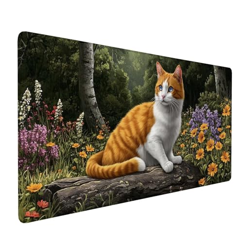 Mauspad XXL 1200 x 600 x 3 mm,Wasserdicht Gaming Mousepad Katze,Schreibtischunterlage Landschaft mit Genähten Kanten,Großes Mousepad mit Rutschfester Gummibasis,Mouse Pad für Gaming,Büro,Zuhause Y-93 von Qiaoqoo