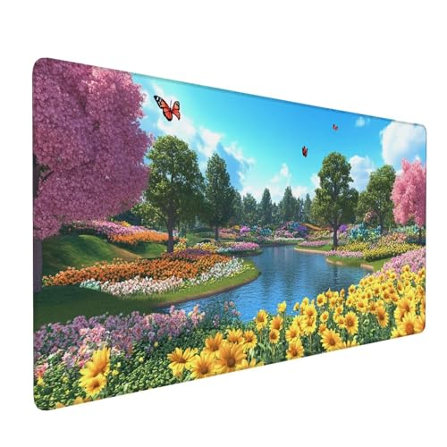 Mauspad XXL 1600 x 800 x 3 mm,Wasserdicht Gaming Mousepad Blau,Schreibtischunterlage Landschaft mit Genähten Kanten,Großes Mousepad mit Rutschfester Gummibasis,Mouse Pad für Gaming,Büro,Zuhause Y-17 von Qiaoqoo