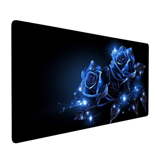 Mauspad XXL 1600 x 800 x 3 mm,Wasserdicht Gaming Mousepad Schwarz,Schreibtischunterlage Blume mit Genähten Kanten,Großes Mousepad mit Rutschfester Gummibasis,Mouse Pad für Gaming,Büro,Zuhause Y-2 von Qiaoqoo