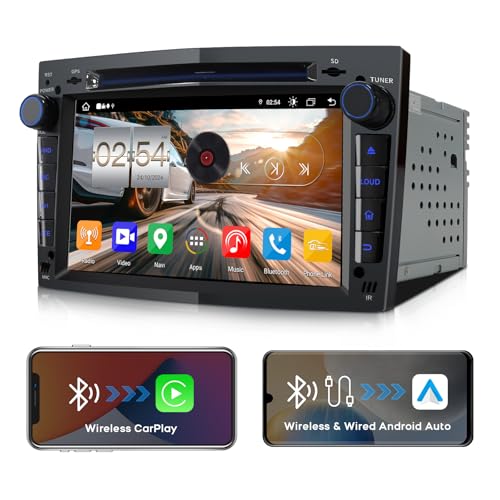 QIIKEN Android 13 Autoradio mit Navi für Opel Astra H Corsa C Corsa D Vectra Zafira Doppel Din Radio Mediareceiver 4G+64G mit CarPlay Android Auto Bluetooth WiFi SWC PDC RDS DSP CD von Qiiken