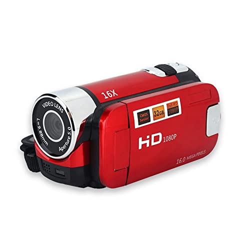 Qiilu Digitaler Camcorder, ABS, Full-HD-Rotation, 16-Fach Hochauflösender Digitaler Camcorder, Video-DV-Kamera, Digitale DV-Videokamera (Rot) videokamera Retro von Qiilu