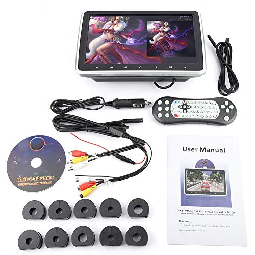 Qiilu Tragbarer DVD-Player 12V, tragbarer digitaler Kopfkissenmonitor mit 10,1-Zoll-TFT-HD-Kopfstützen-DVD-Player von Qiilu