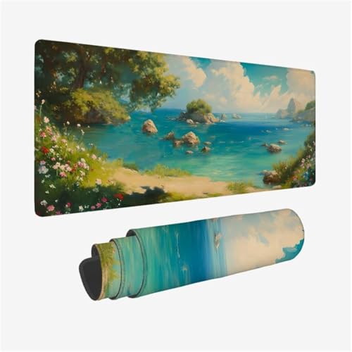 Gaming Mauspad Landschaft Mauspad,Felsen Mousepad XXL 1600x800x3mm,Wasserdicht Anti-Rutsch Schreibtischunterlage mit Kantenschutz,Verbessert Präzision und Geschwindigkeit,Gaming-Mauspads für PC Q1-488 von Qinqhuag