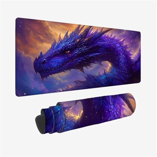 Gaming Mauspad Lila Mauspad, Drachen Mousepad XXL 900x400x3mm, Wasserdicht Anti-Rutsch Schreibtischunterlage mit Kantenschutz, Verbessert Präzision und Geschwindigkeit, Gaming-Mauspads für PC Q1-162 von Qinqhuag