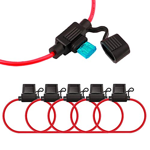 QitinDasen 5Pcs Professionell Kleiner Wasserdichte Auto Sicherungshalter, KFZ LKW Flachsicherung Sicherung Halter mit Voll Vergossenem Gehäuse und Kabelbaum, 15Pcs Mini Blade Sicherung von QitinDasen