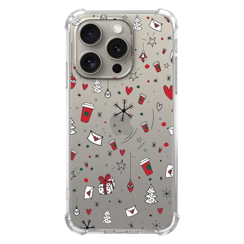 Qivtpjkrin Niedliche Frohe Weihnachten Muster Klar Handyhülle für iPhone 14 Pro Max, Weihnachtsbaum Schneeflocke Klar Cover für Mädchen Jungen für iPhone 14 Pro Max, Einzigartige Trendige TPU Bumper von Qivtpjkrin