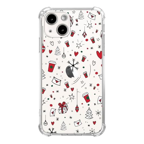 Qivtpjkrin Niedliche Frohe Weihnachten Muster Klar Handyhülle für iPhone 15 Plus, Weihnachtsbaum Schneeflocke Klar Cover für Mädchen Jungen für iPhone 15 Plus, Einzigartige trendige TPU Bumper Cover von Qivtpjkrin