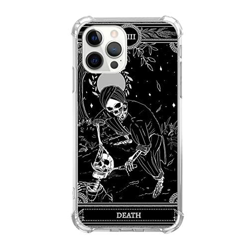 Qivtpjkrin The Death Tarotkarte Schädel Hülle für iPhone 16 Pro Max, Trippy Psychedelic Tarotkarte, coole Skelett-Hülle für Teenager, Damen, Herren, für iPhone 16 Pro Max, trendige von Qivtpjkrin