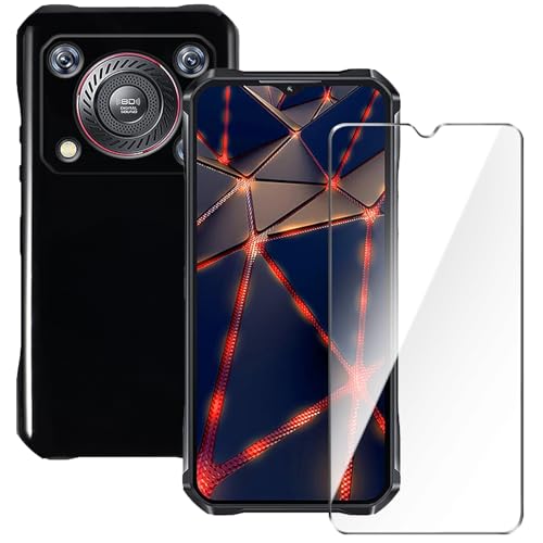 Qlfemna Hülle für Oukitel WP33 Pro (6.6") mit 1 Stück Panzerglas Schutzfolie, Schwarz Ultra Dünne Weiche Silikon Handyhülle, Kratzfest Stoßfest Schutzhülle TPU Case Cover von Qlfemna