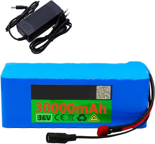 36 V 30 Ah 10S3P Lithium-Akku E-Bike-Akku Lithium-Ionen-Akkupack mit Ladegerät, für Motorkit unter 500 W XT60 plug von QmEna