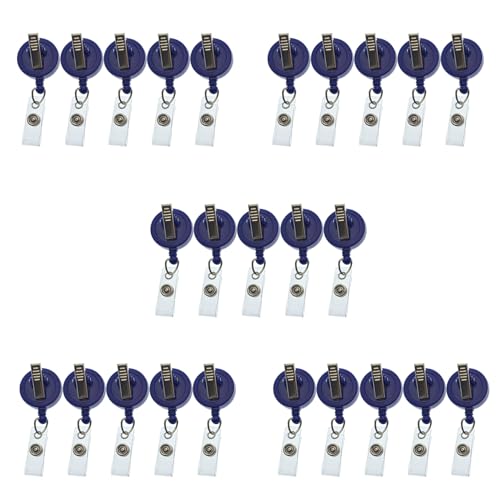 25pcs einziehbare Badge Holders - Swivel Badge Clips mit klaren Riemen, ABS blau ID Holders für Büro, Schule liefert von QmjdDymx