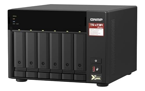 QNAP TS-673A 6-Bay Turbo-Station NAS (AMD Ryzen™ Embedded V1500B 4-Core/8-Thread 2,2 GHz 8GB DDR4 RAM 2xRJ-45 2,5 GbE LAN-Port) 36TB Bundle mit 6X 6TB Seagate IronWolf NAS HDDs von Qnap