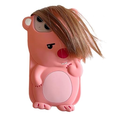 QoKcoahn Schutzhülle für iPhone 13, niedliche 3D-Kawaii-Handyhüllen, lustig, hässlicher Biber, Cartoon-Hülle mit Schlüsselanhänger, weiches Silikon-Gel, Fallschutz, für Damen und Mädchen von QoKcoahn