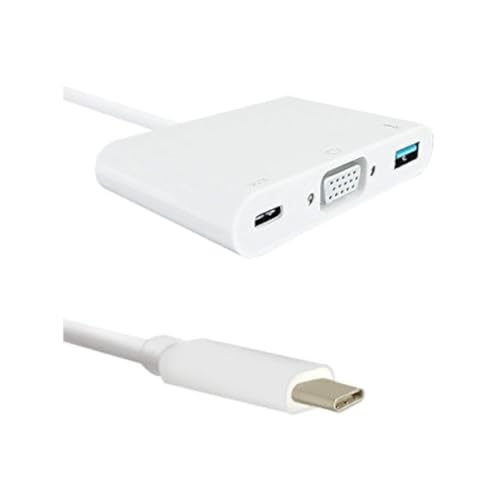 Qoltec Adapter USB 3.1 Type C Male | VGA Female + USB 3.0 A Female + USB 3.1 Type C Female PD | 0.19m von Qoltec