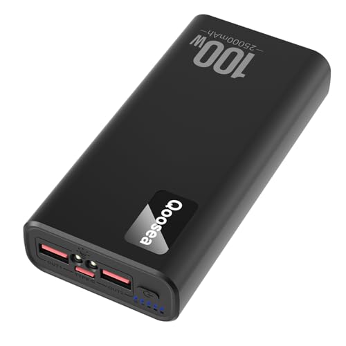 Qoosea Power Bank 100W 25000mAh Portable Charger Schnellladegerät USB C Input/Output für Laptop und Telefone Akku Powerbank für Handy Tablets Kompatibel mit iPhone Samsung Huawei von Qoosea