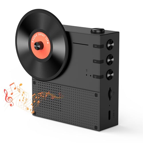 Qoosea Tragbarer Bluetooth Lautsprecher, Klein Leicht Kabelloser Bluetooth 5.3 Lautsprecher mit Stereo Sound, Vintage Retro Stil Tragbarer Musikbox für Draußen (Schwarz) von Qoosea