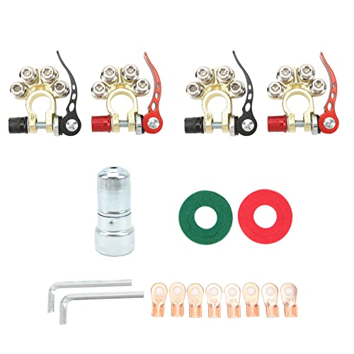 Qqmora Batterie-Anschlussklemmen, verzinnte Messing-Batterie-Schnellverschlussklemme, geringer Übertragungsverlust, 4 Pfosten, präzise für SAE JIS Typ A-Pfosten von Qqmora